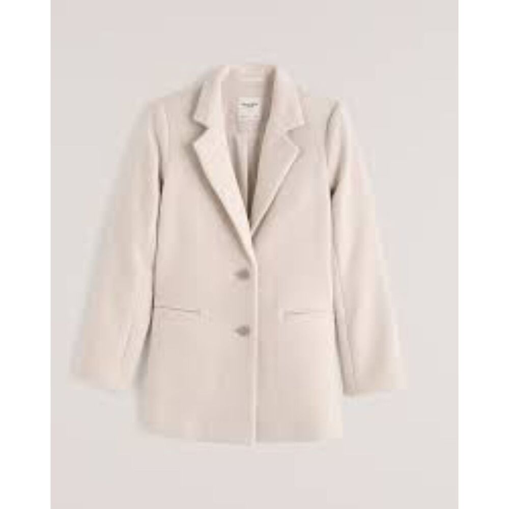 NWT Abercrombie & Fitch Heavyweight Wool-Blend Coat, Cream, Size XSP